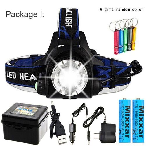 V6 - Livraison Directe Led Phare Avant Led Phare Zoom Phare Torche Lampe De Poche Lampe Frontale 2*18650 Batterie Par Lanterne De Pêche