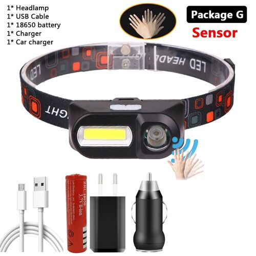 Mini Lampe Frontale À Led Cob Q5, Alimentée Par Batterie Rechargeable Par Usb, Idéale Pour Le Camping, La Randonnée Ou La Pêche, Modèle Xp-G, 18650