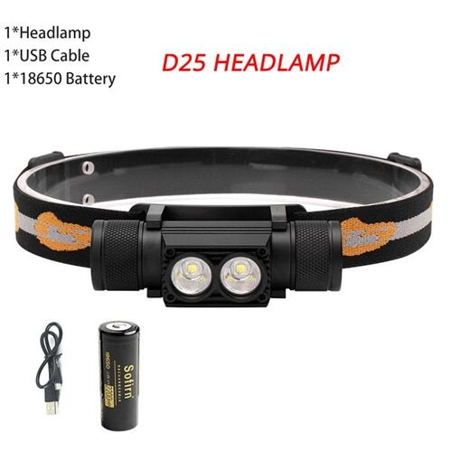 D25 Kits - Mini Lampe Frontale À Led Xml D10/D25, Lumière Blanche, Rechargeable Par Usb, Idéale Pour La Chasse, La Pêche Ou Le Camping, 18650
