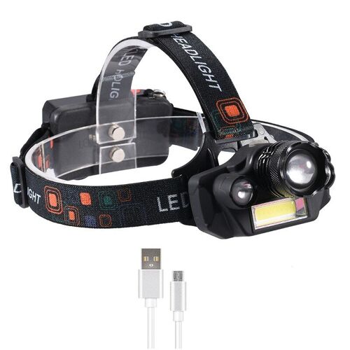 Une Batterie Sans Batterie - Lampe Frontale T6 Étanche, Lumière Noire Uv, 2 Piles 18650, En Plastique, Multifonction, Pour Camping, Randonnée, Chasse