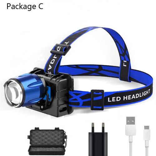 Lampe Frontale Violette À Led Uv 8000lm, Batterie 395nm, Chargeur Usb Intégré, Capteur