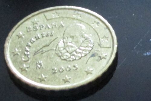 Pièce Euro De 10 Cents Espagne-Année 2003-Portrait De Miguel De Cervantès,Père De La Littérature Espagnole-Tranche Larges Cannelures-Pièce Ayant Circulé
