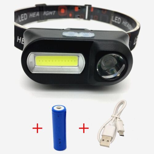 Mettre Avec Batterie - Le Noir - Lampe Frontale Rechargeable Usb 3 W Cob Avec Batterie Au Lithium, Lampe De Camping