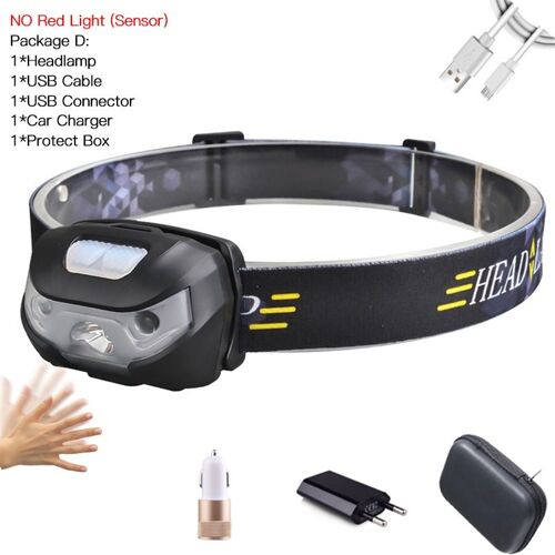Lampe Frontale Led Puissante Avec Batterie Intégrée, Capteur De Mouvement Du Corps Phare Led, Lampe Torche, Idéal Pour Le Camping
