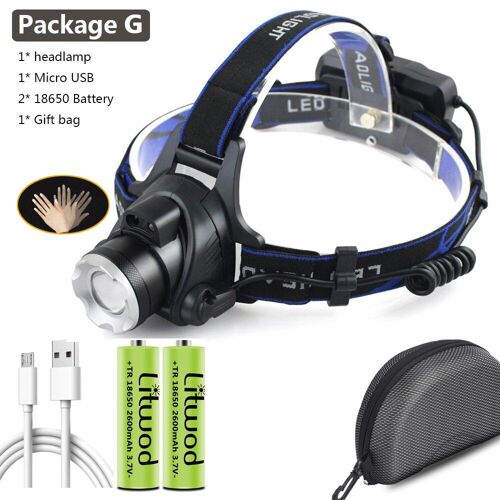 L2 (Lumière Blanche) - Lampe Frontale De Camping, Rechargeable Par Usb, Lumière Blanche Et Jaune, Xhp100