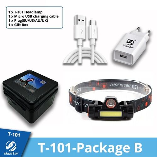 T101-Forfait B - Lampe Frontale À Led Xpe, Alimentée Par Usb, Rechargeable, Imperméable, Très Lumineuse, Avec Aimant, Idéale Pour La Pêche