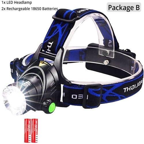 T6-6000 Lm - Lampe Frontale Led Rechargeable Avec Batterie 18650, Idéale Pour Le Camping, La Pêche Et La Randonnée