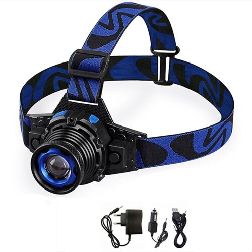 Q5 4000lm - Lampe Frontale À Batterie Intégrée, Zoomable, Rechargeable, 3 Modes D'éclairage, Pour Camping Et Pêche