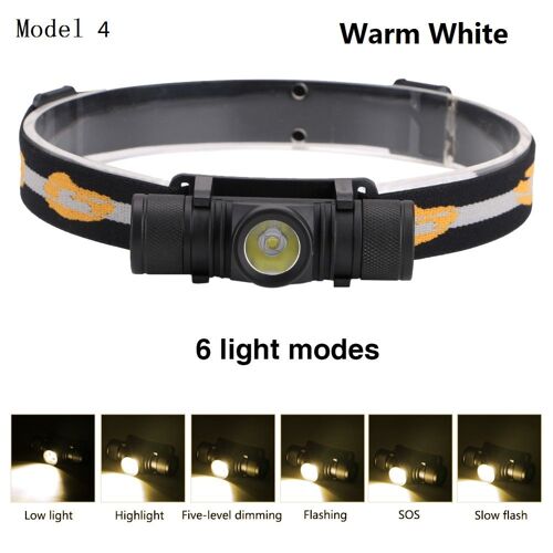 Pas Zoomable Chaud - Sans Batterie - Lampe Frontale Led Xml-L2 Avec Interface De Chargement Usb 18650, Éclairage À Intensité Réglable, 6 Modes D'éclairage, Idéal Pour Le Cyclisme, Le Camping Ou La Pêche