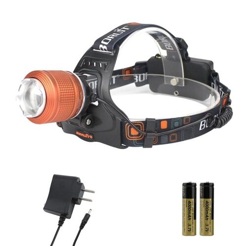 Boruit-Lampe Frontale Imperméable 3 Modes Zoom, Lampe Torche À Batterie Rj-2800, Lampe Pour La Chasse, Camping, Led T6 18650 Lm