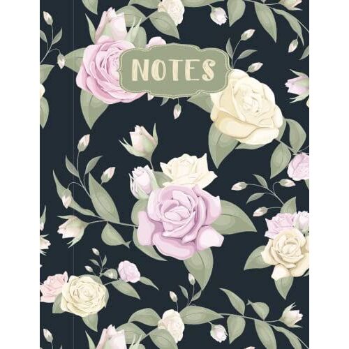 Floral Notebook 8.5 X 11: College Ruled Lined Paper Journal For Diaries, Notes, Cute Roses Flowers Pattern Design Theme, Stylish Gift For Ladies, ... Drawing, Doodling Or For Office Work