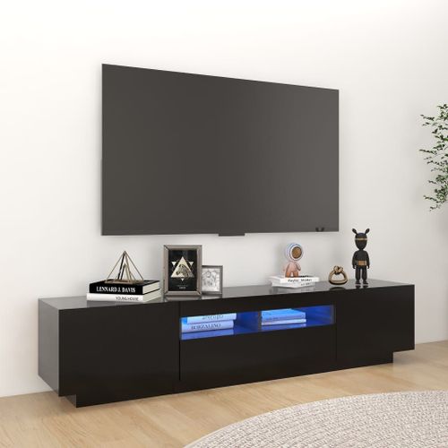 Vidaxl Meuble Tv Avec Lumières Led Noir 180x35x40 Cm