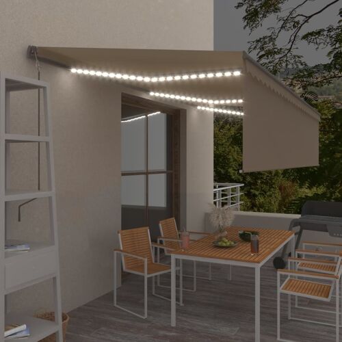 Vidaxl Auvent Automatique Store Capteur De Vent/Led 6x3 M Crème