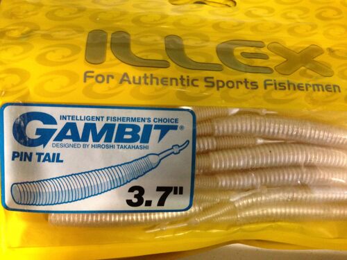 Leurre Souple 3.7"  Par 10 Gambit Pin Tail Pearl White Illex  Peche