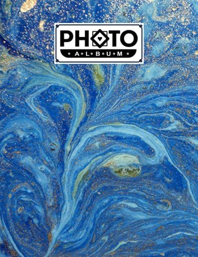 Photo Album: Large Photo Albums With Writing Space Memo, Extra Large Capacity Picture Album | Premium Marble Blue Cover By Veit Weis