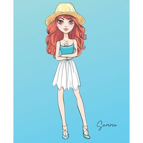 Fierce Girl: Summer (7.5x9.25in) 150 Page Lined Notebook: Color: Waves