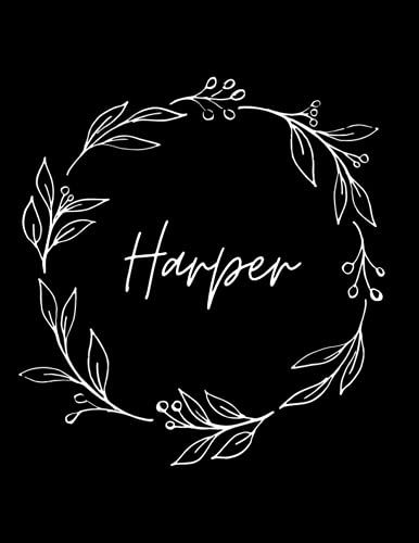 Harper: Personalized Name Notebook - 8.5"X11" Journal Diary Sketchbook With 120 Half Sketch & Half Wide Ruled Lined Pages - Great Gift