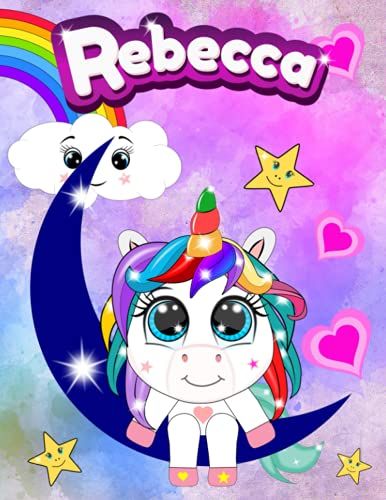 Quaderno Con Baby Unicorno - Rebecca: Quadernone A Quadretti Con Unicorni Ed Arcobaleno Per Bambine - Le Pagine Sono Numerate Con Quadretti Da 5mm E ... Notebook Per Scrivere E Fare I Compiti