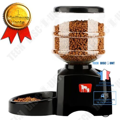 Distributeur Automatique Programmable De Nourriture 5,5l Avec Enregistrement Vocal Pour Chien, Chat (1-3 Repas Par Jour) Absents