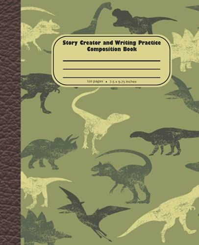 Dinosaur Story Creator And Writing Practice Composition Book: Vintage Style Dinosaur Kids Composition Notebook, Handwriting Practice Book With Story Box, 120 Pages, 7.5x9.25, Primary Ruled Lines