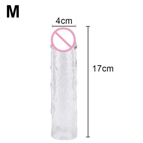 Transparent- M - Homme Nuo Mâle Énorme Pénis Agrandissement Manchon Préservatif Pour Hommes Extender Réutilisable Coq Retard Éjaculation Cristal Adulte Sex Toy Pour Homme