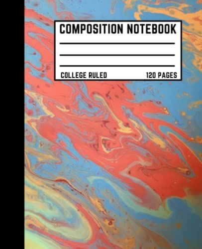Composition Notebook: College Ruled Paper Notebook Journal, 120 Pages, 7.5x9.25 Inches, Pretty Blue Red Swirl Marble: Blank College Lined Workbook For Girls Boys Kids Teens Students