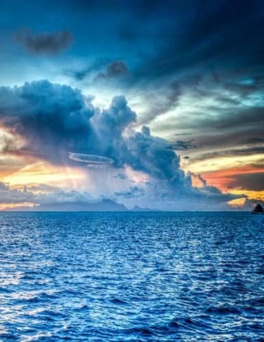 Notebook: Blue Sunset Lined Notebook