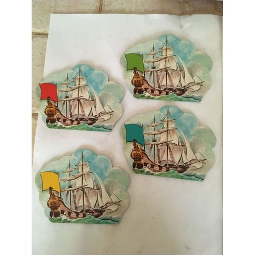 Lot De 4 Plaques De Cartons Frégates Pour Le Jeu Canon Noir Miro 1979