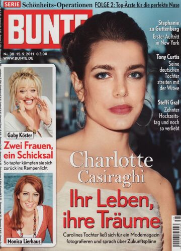 Bunte (Deutschland Edition) / 15-09-2011 N°38 : Charlotte Casiraghi (5p) - Britney Spears (2,5p)