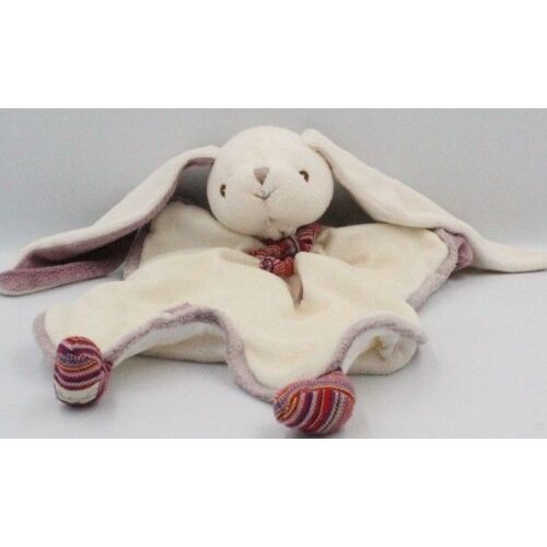 Doudou Lapin Bukowski Blanc Mauve Violet Patchwork Family Bibi Peluche Jouet Bebe