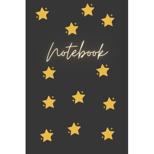 Notebook, 6 X 9", 120 Lined, Black Cover Star Sparkle