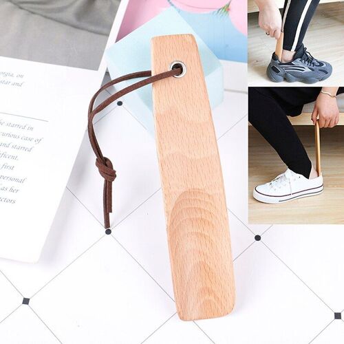 Corne De Chaussure À Manche Long, 1 Pièce, 16cm, Flexible, Unisexe, En Bois, En Forme De Cuillère