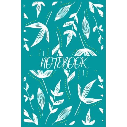 Notebook: Retro Floral Themed Handheld New Plain Lined Paper A5 Notebook Paperback Journal Notepad Notes Diary Pad Glossy (Turqoise)