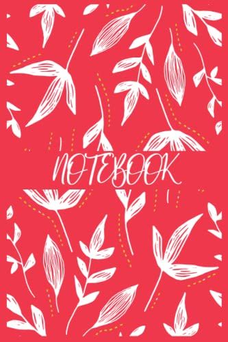 Notebook: Retro Floral Themed Handheld New Plain Lined Paper A5 Notebook Paperback Journal Notepad Notes Diary Pad Glossy (Red)