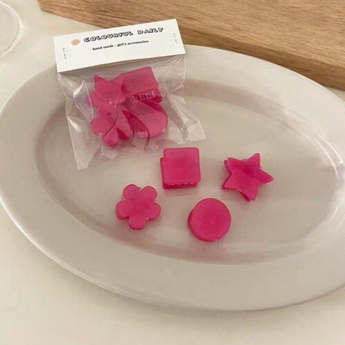 Pince À Cheveux En Acrylique Pour Filles, 4 Pièces/Ensemble, Petite Épingle À Cheveux, Mignon, Couleur Bonbon, Étoile De Fleur, Accessoires Pour Cheveux 