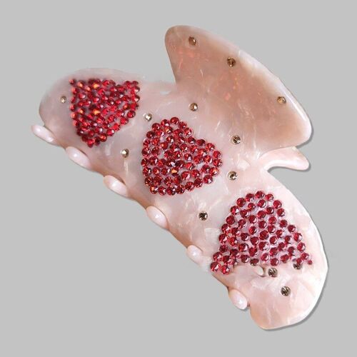 Pinces À Cheveux Coréennes En Acétate Pour Femmes, 1 Pièce, Coeur Strass, Épingles À Cheveux, Griffes De Crabe, Accessoires Pour Femmes, Poignées Bananes Roses 