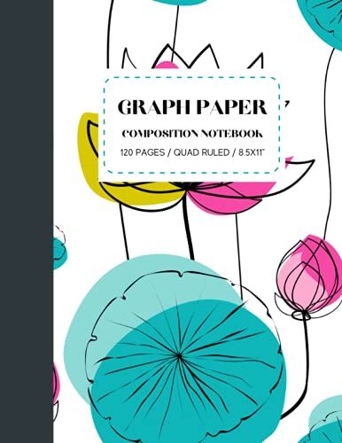 Graph Paper Composition Notebook: Bright Waterlilies | 5 X 5 Quad Ruled Notebook