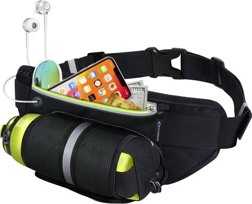 Ceinture de Course Running Belt Sac Banane de Sport/Voyage Etanche Multi-Pochette Légère pour Portable Compatible avec iPhone Samsung Huawei Sony Xiaomi etc.