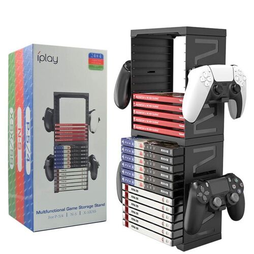 Support De Stockage De Cartes De Disque De Jeu 24, Tour De Support Organisateur De Contrôleur Pour Ps5/Ps4/Xbox Série X/Xbox One/Nintendo Switch