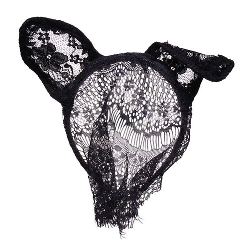 Bandeau En Dentelle Noire Oreilles De Lapin, Bandeau Avec Rideau En Filet, Costume Pour Cosplay Adulte