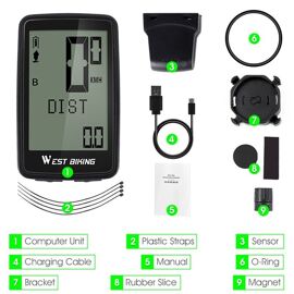 Compteur De Vélo Rechargeable Usb, Ordinateur Sans Fil, Étanche, Rétro Éclairage, Odomètre De Cyclisme, 5 Langues, Vtt, Compteur De Vitesse