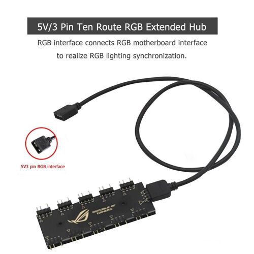 Câble d'extension de synchronisation pour ASUS GIGABYTE AURA, 1 à 10 ports, 5V, 3 broches/12V, 4 broches, carte mère RGB
