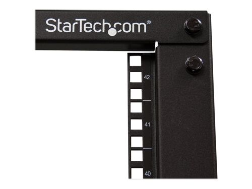 StarTech.com Rack de serveur réglable à cadre ouvert 42U 4 montants - Bâti rack avec roulettes et gestion de câbles (4POSTRACK42) - Rack - noir - 42U - pour P/N: CABSCREWM5B, CABSCREWSM5...
