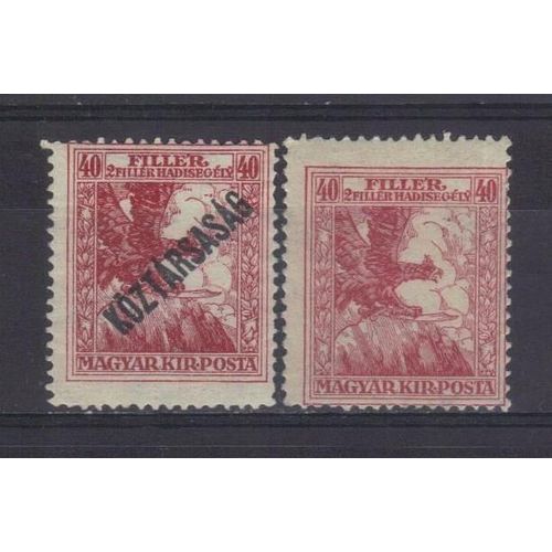 Hongrie 1916 : Oiseau : Turul - Lot De 2 Timbres Neufs * Dont 1 Surchargé