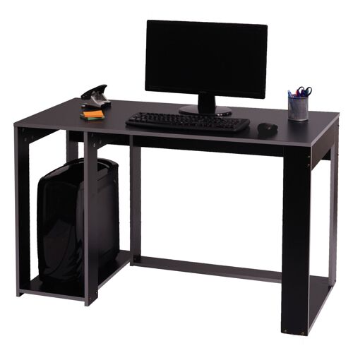 Bureau HWC-J26, bureau informatique table de bureau, 120x60x76cm   noir-gris