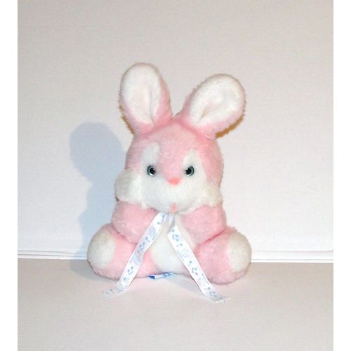 Lapin Nounours Rose Blanc Peluche Lapin Avec Langue 23 Cm Assis