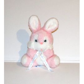 Lapin Nounours Rose Blanc Peluche Lapin Avec Langue 23 Cm Assis