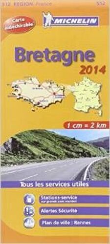 Carte Michelin Région 512 - Bretagne 2014 (1 Cm = 2 Km)