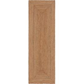 Tapis Poil Ras De Jute Jutta Marron Clair 80x250 Cm - Tapis Poil Court Design Moderne Pour Salon