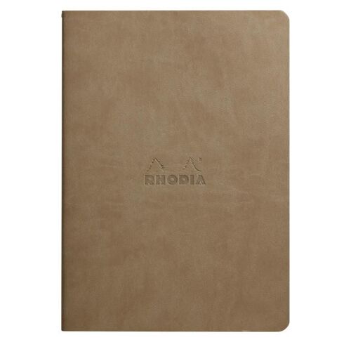 Rhodia Carnet Piqûre Textile Taupe A5 L 64p Papier Ivoire 90g